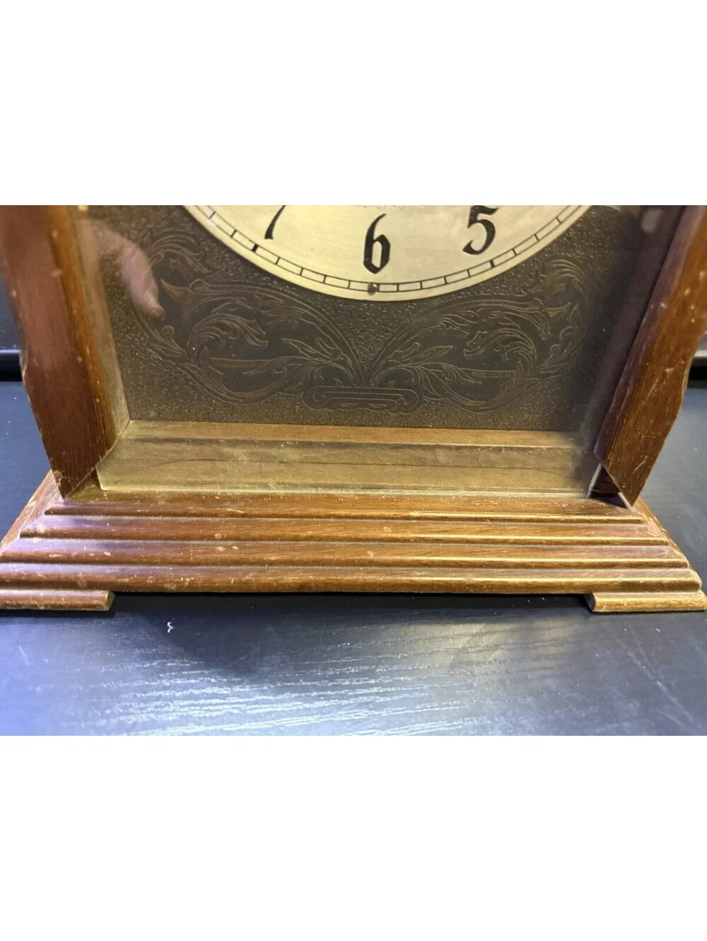 Vintage 1930s Hammond Electric Wood Desk Clock Gothic Arch Spin Start Art Deco